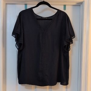 Zac & Rachel Black Lace Trim Blouse